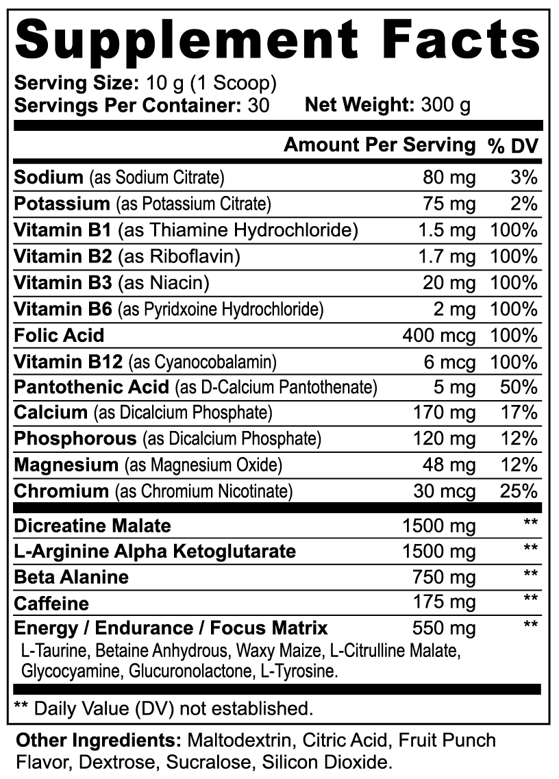 Velocity Pre-Workout Powder (Fruit Punch)
